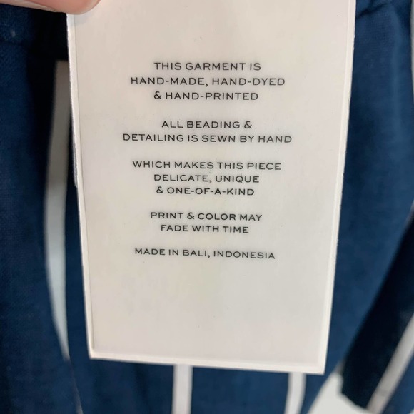 NWT FAITHFULL Suns Out Top linen strapless frayed cropped navy white striped - Picture 9 of 15